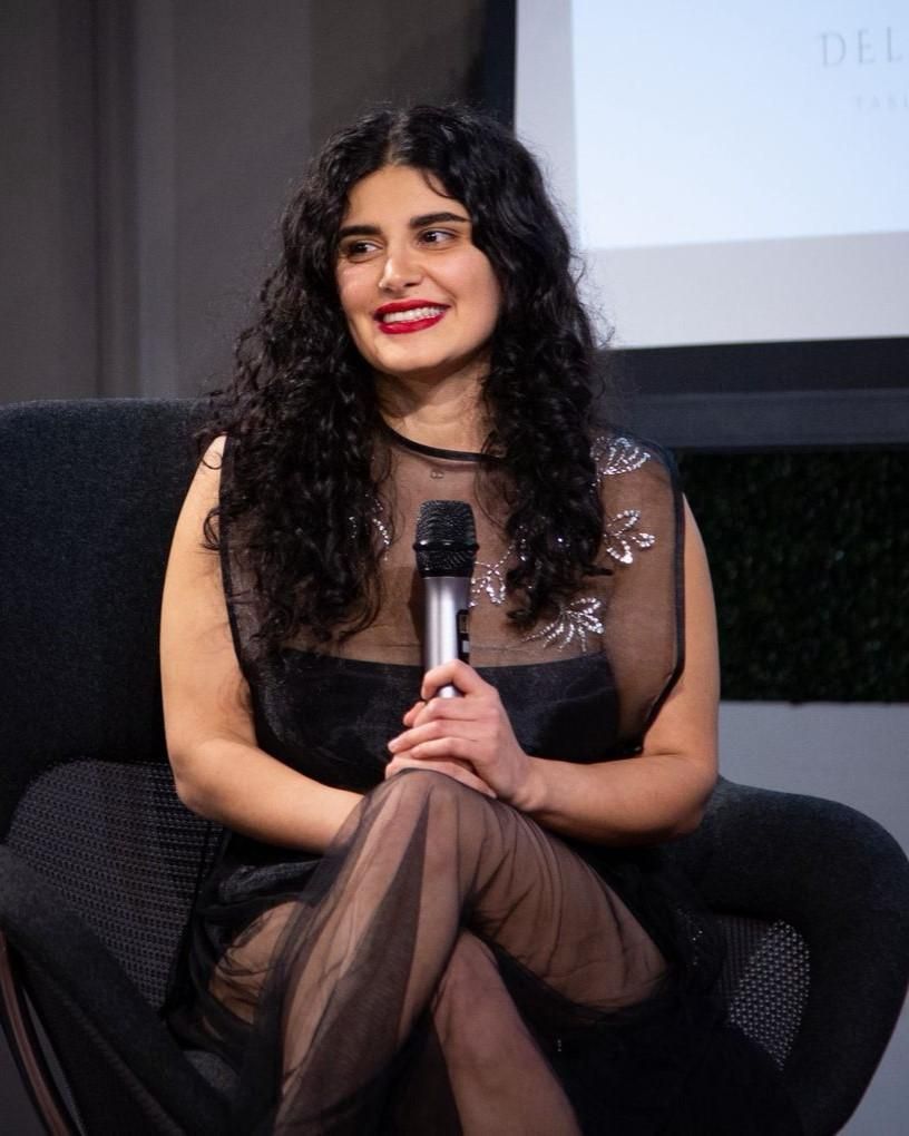 Homa Samiei speaking on a panel